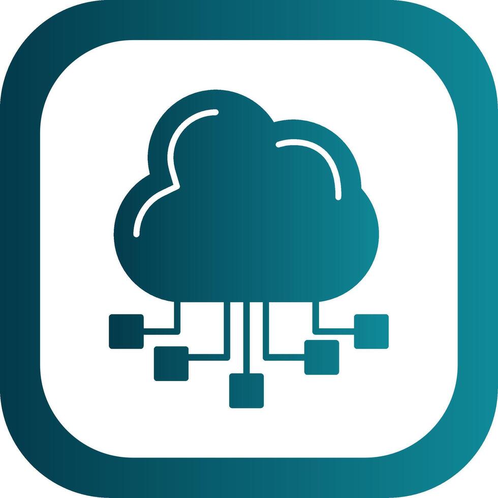 Cloud Server Glyph Gradient Round Corner Icon vector