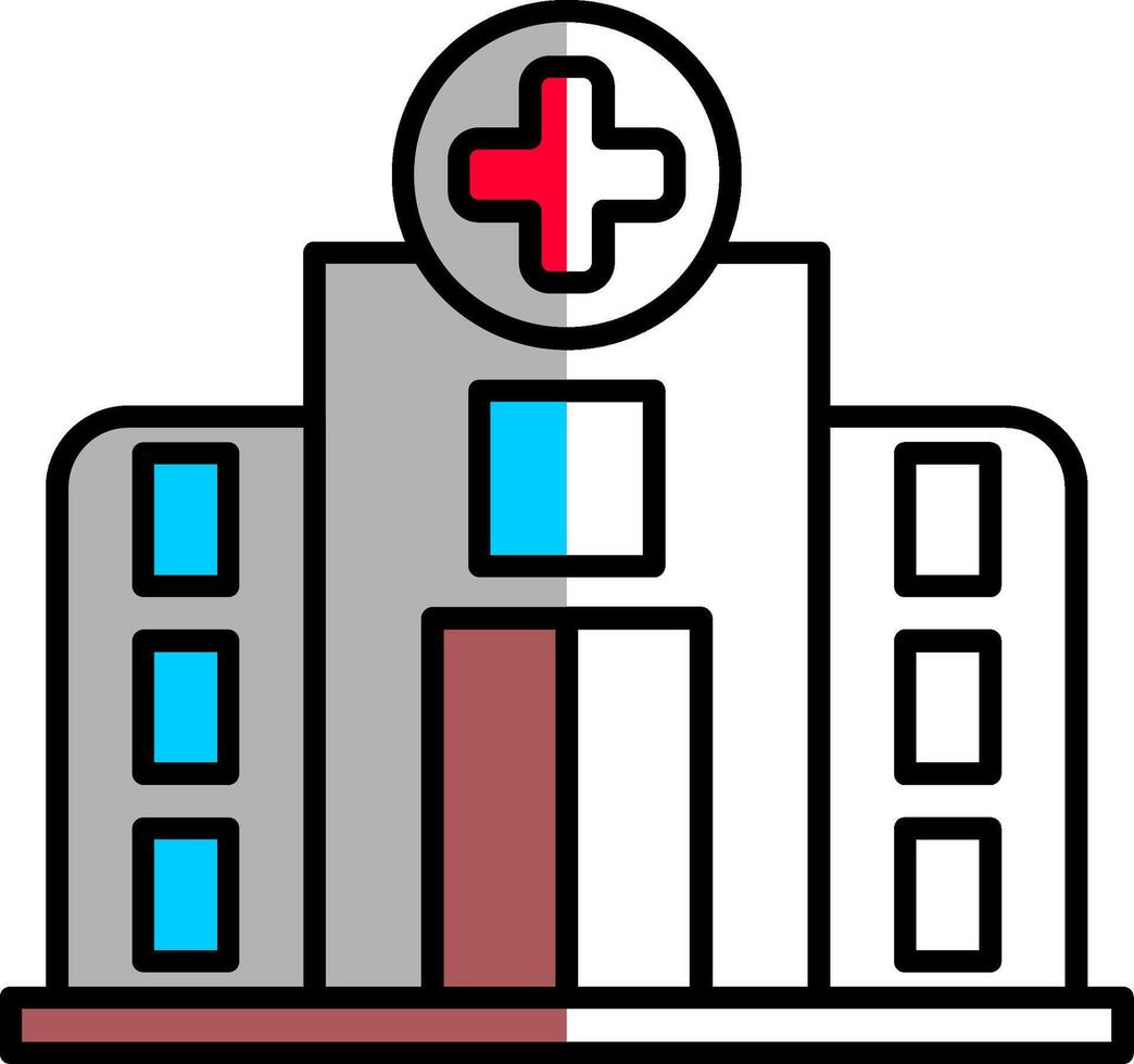 hospital lleno medio cortar icono vector