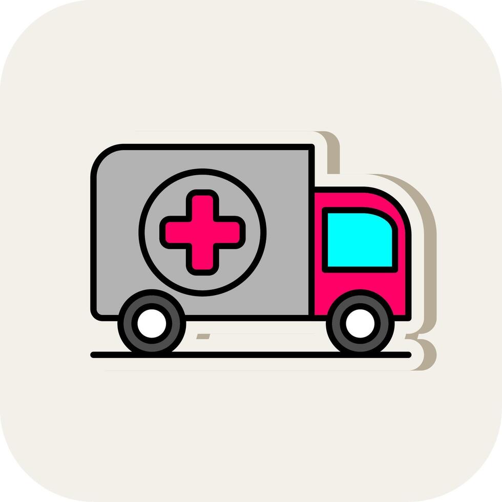 Ambulance Line Filled White Shadow Icon vector