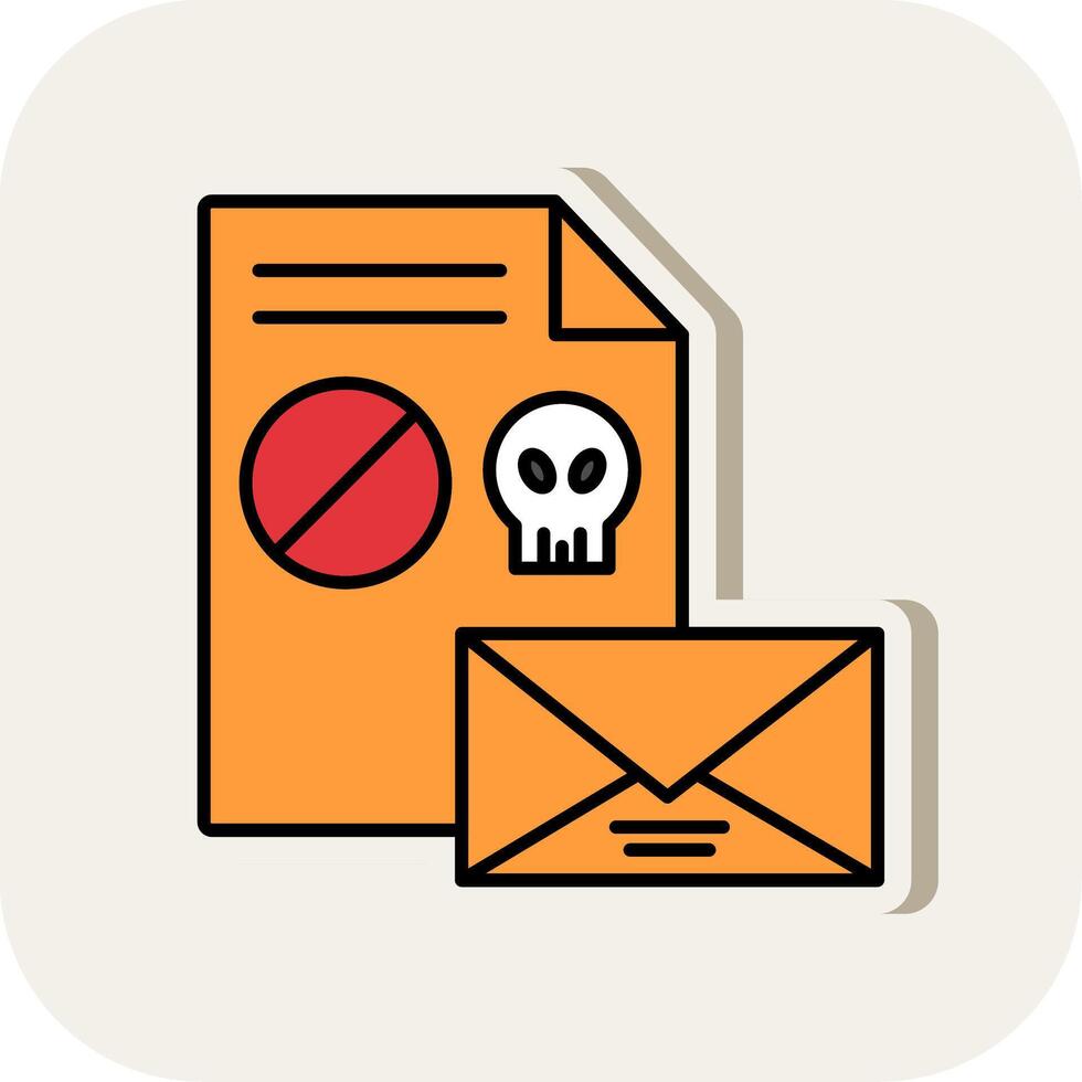 correo no deseado línea lleno blanco sombra icono vector