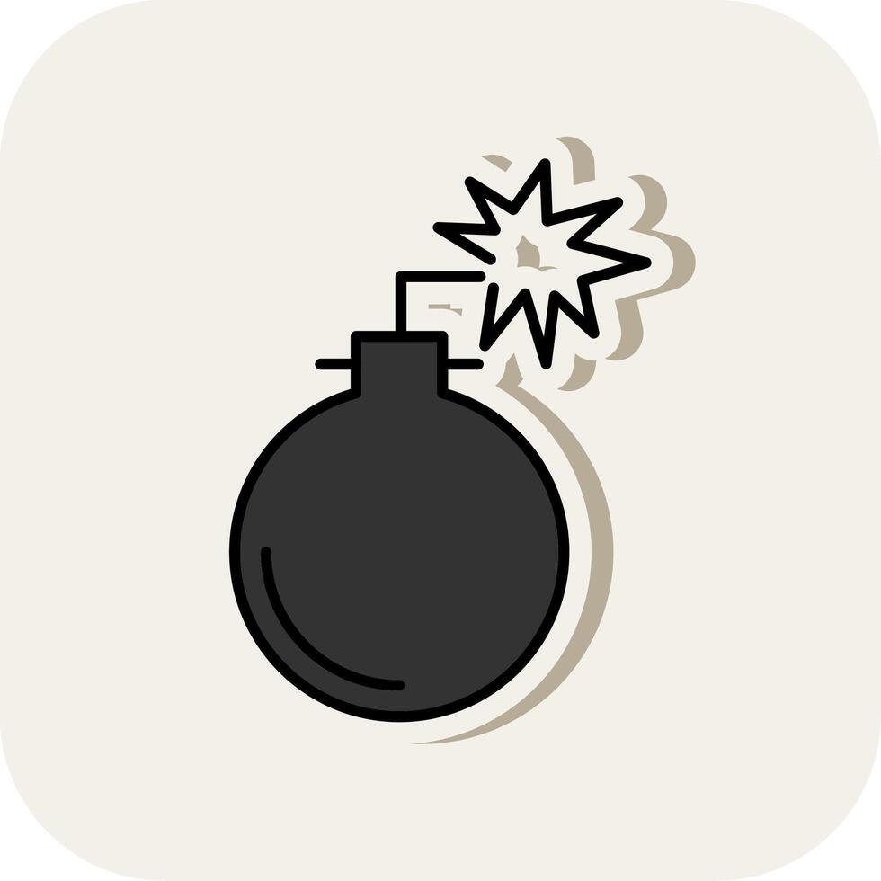 Bomb Line Filled White Shadow Icon vector