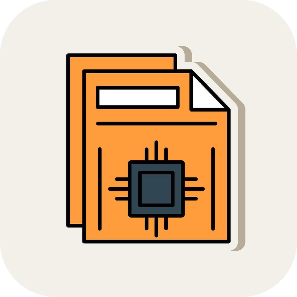 Document Line Filled White Shadow Icon vector