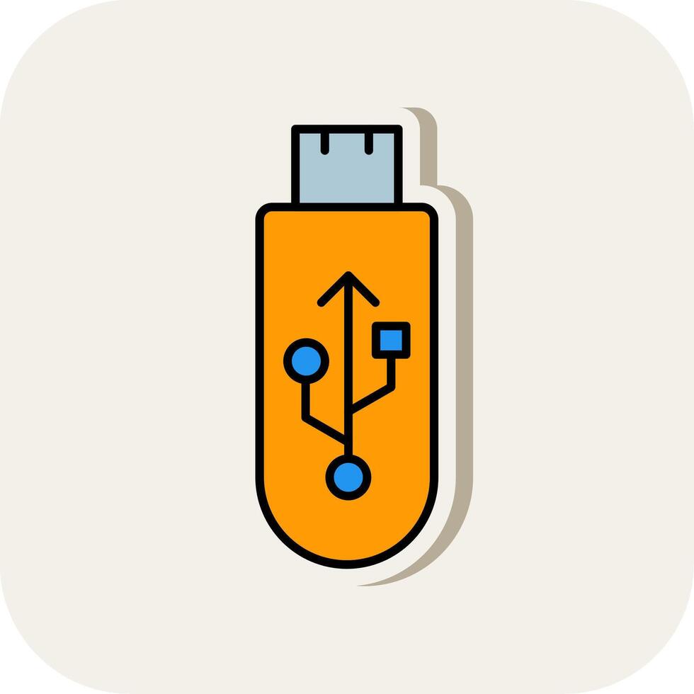 Usb Line Filled White Shadow Icon vector