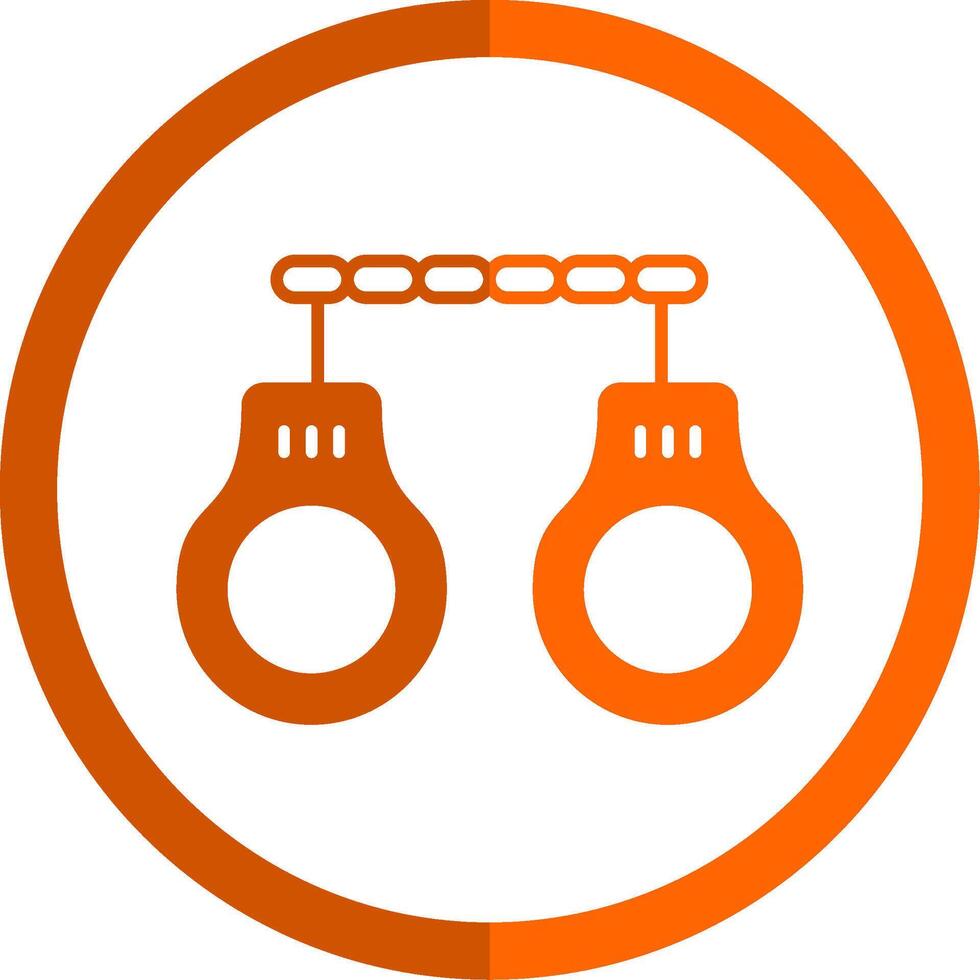 Handcuffs Glyph Orange Circle Icon vector