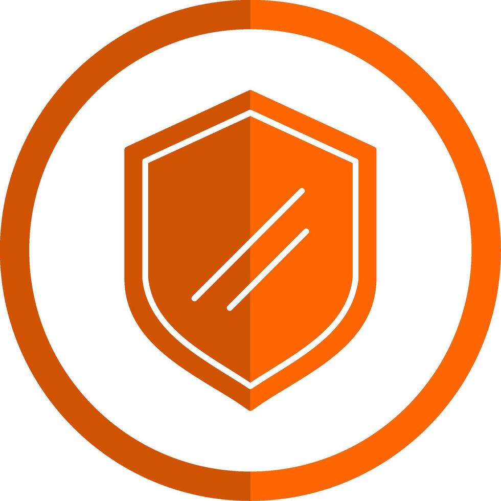 Shield Glyph Orange Circle Icon vector