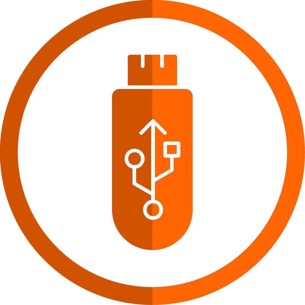 USB glifo naranja circulo icono vector