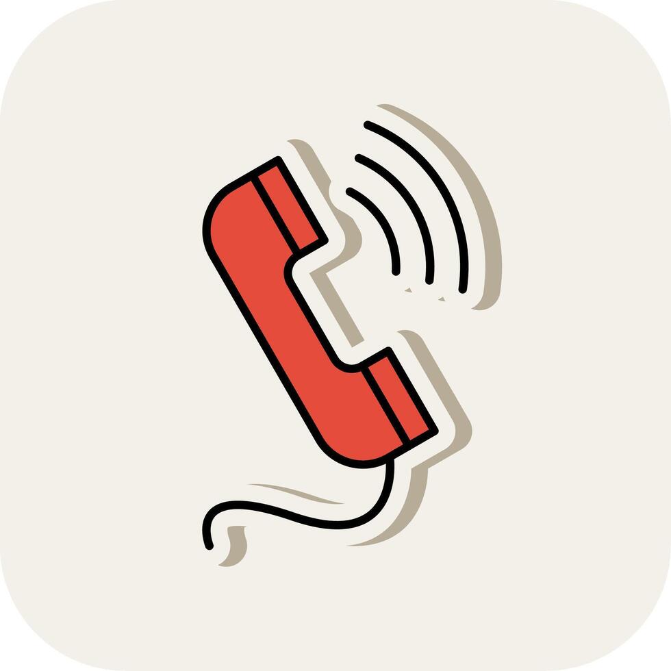 Phone Call Line Filled White Shadow Icon vector