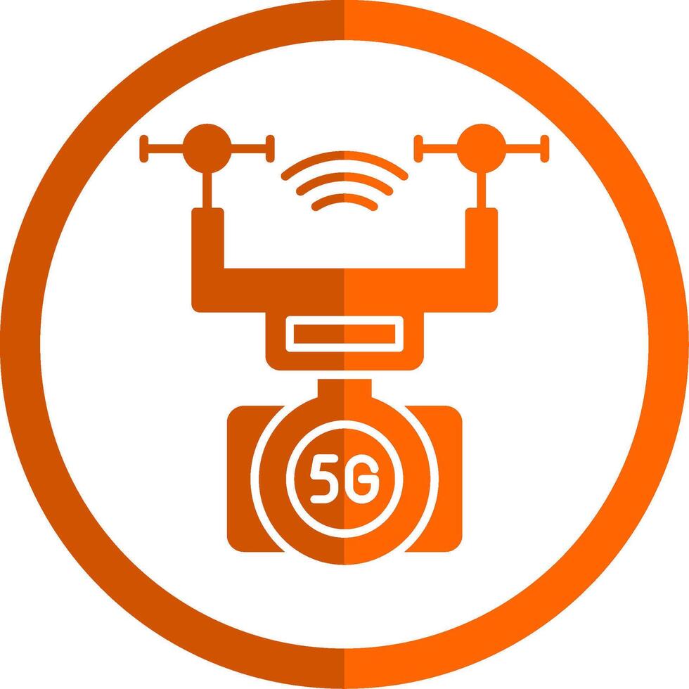 Smart Drone Glyph Orange Circle Icon vector