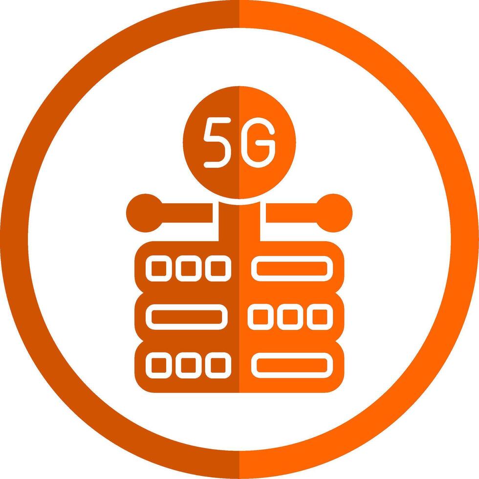 Server Glyph Orange Circle Icon vector