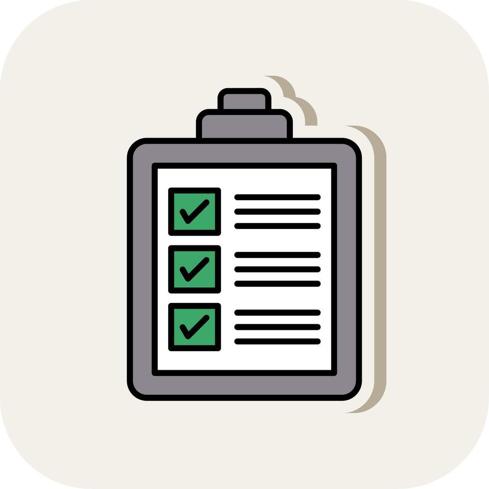 Checklist Line Filled White Shadow Icon vector