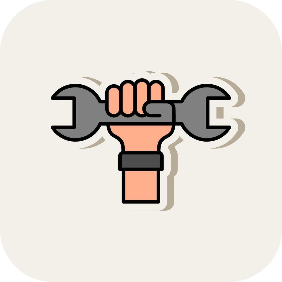 Labour Day Line Filled White Shadow Icon vector