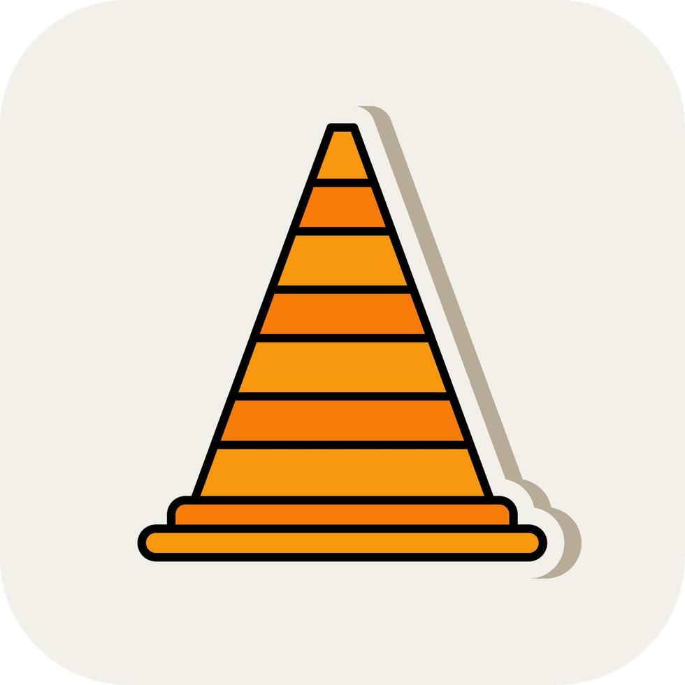 Cone Line Filled White Shadow Icon vector