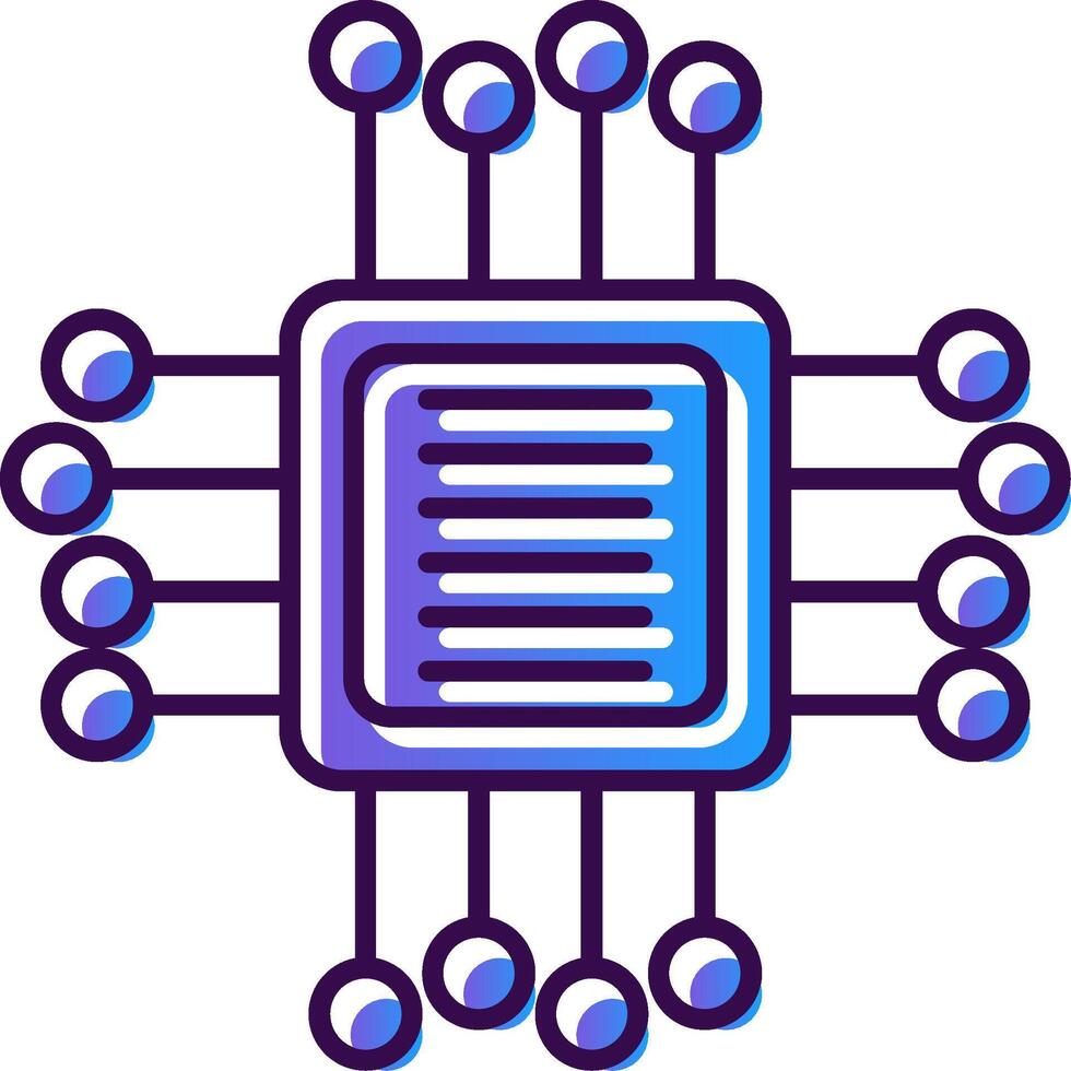 Computer Chip Gradient Filled Icon vector