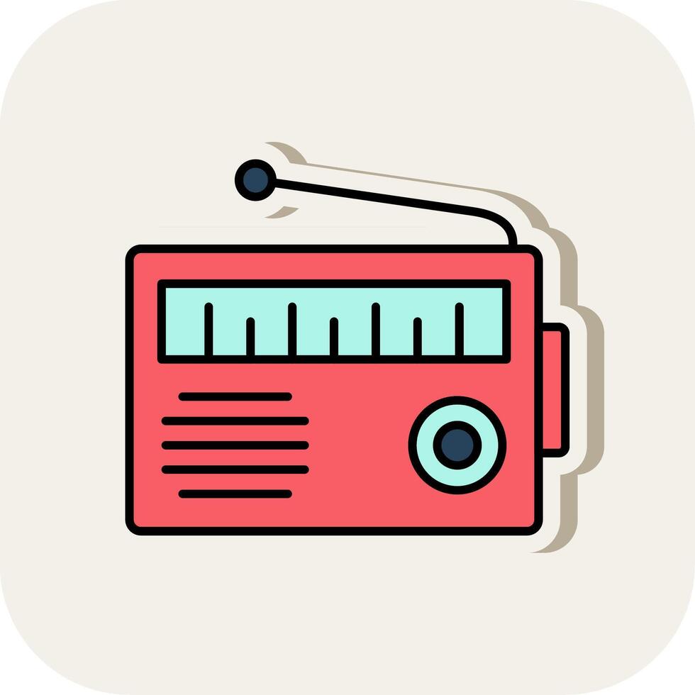 Radio Line Filled White Shadow Icon vector