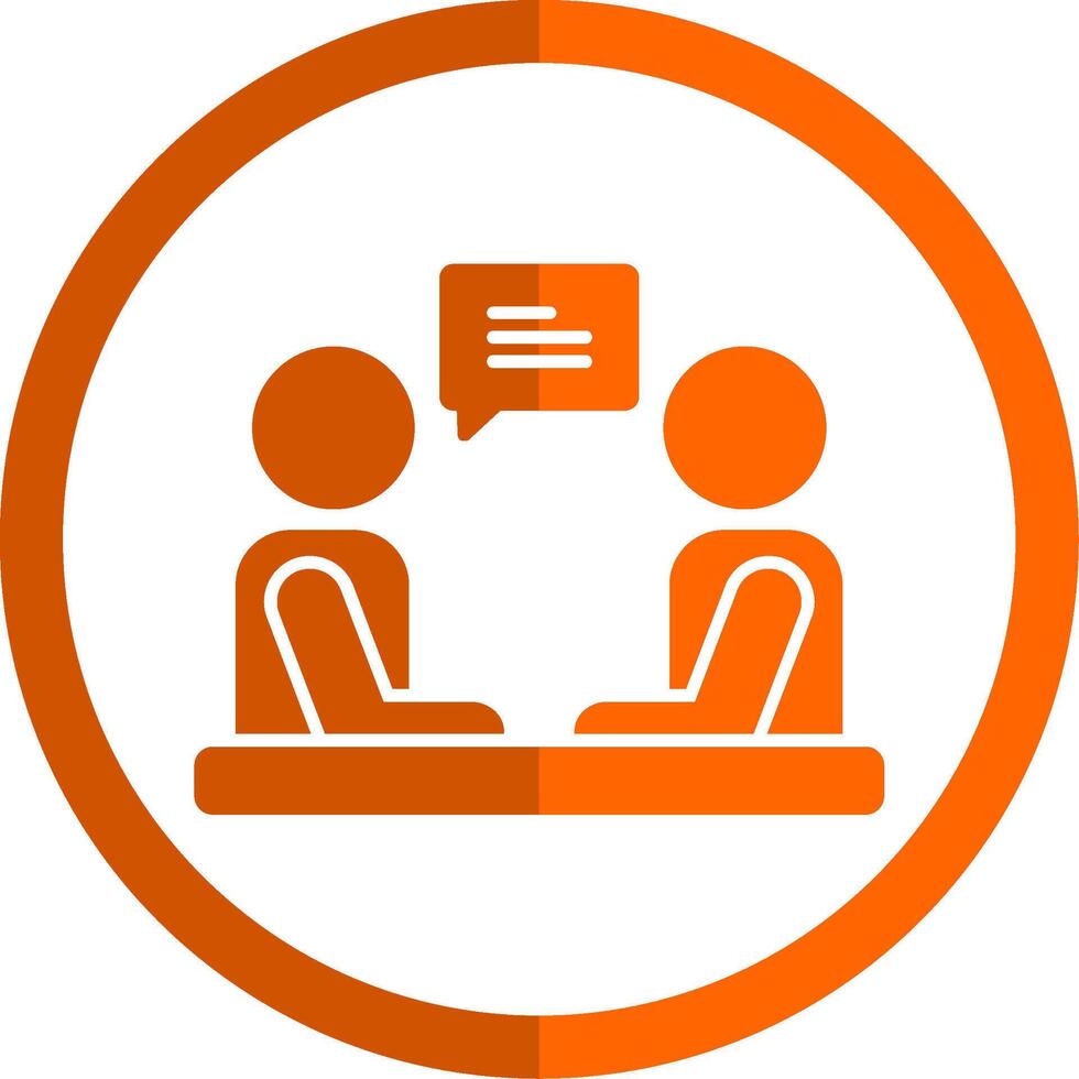 Interview Glyph Orange Circle Icon vector