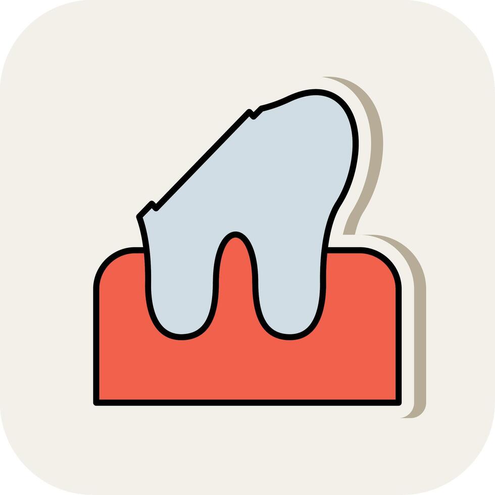 dental caries línea lleno blanco sombra icono vector