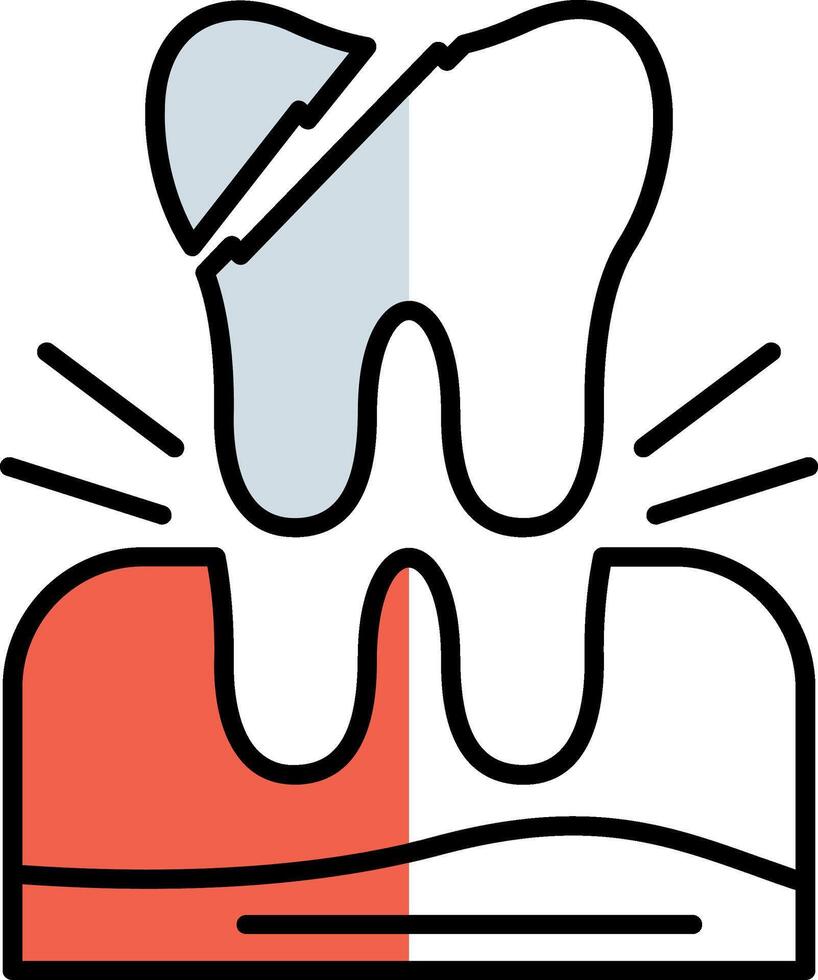 tooth Extraction Filled Half Cut Icon vector