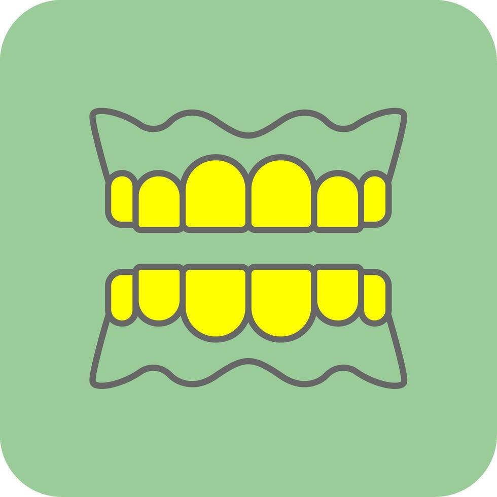 dentadura lleno amarillo icono vector