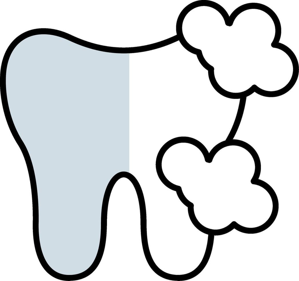 Tooth Foamy Filled Half Cut Icon vector