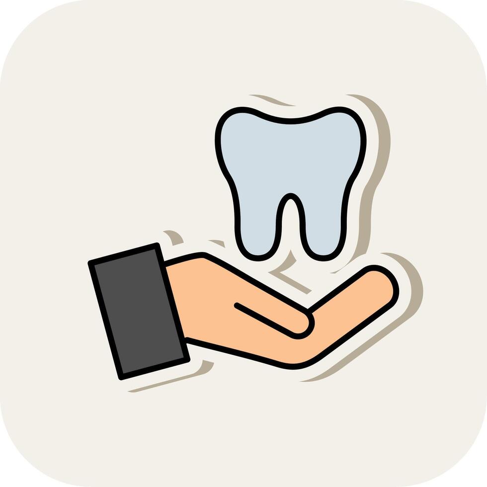 Dental Care Line Filled White Shadow Icon vector