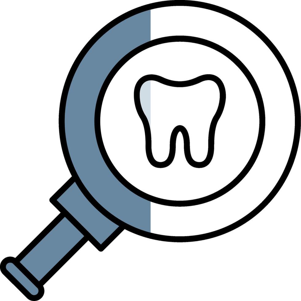 dental chequeo lleno medio cortar icono vector