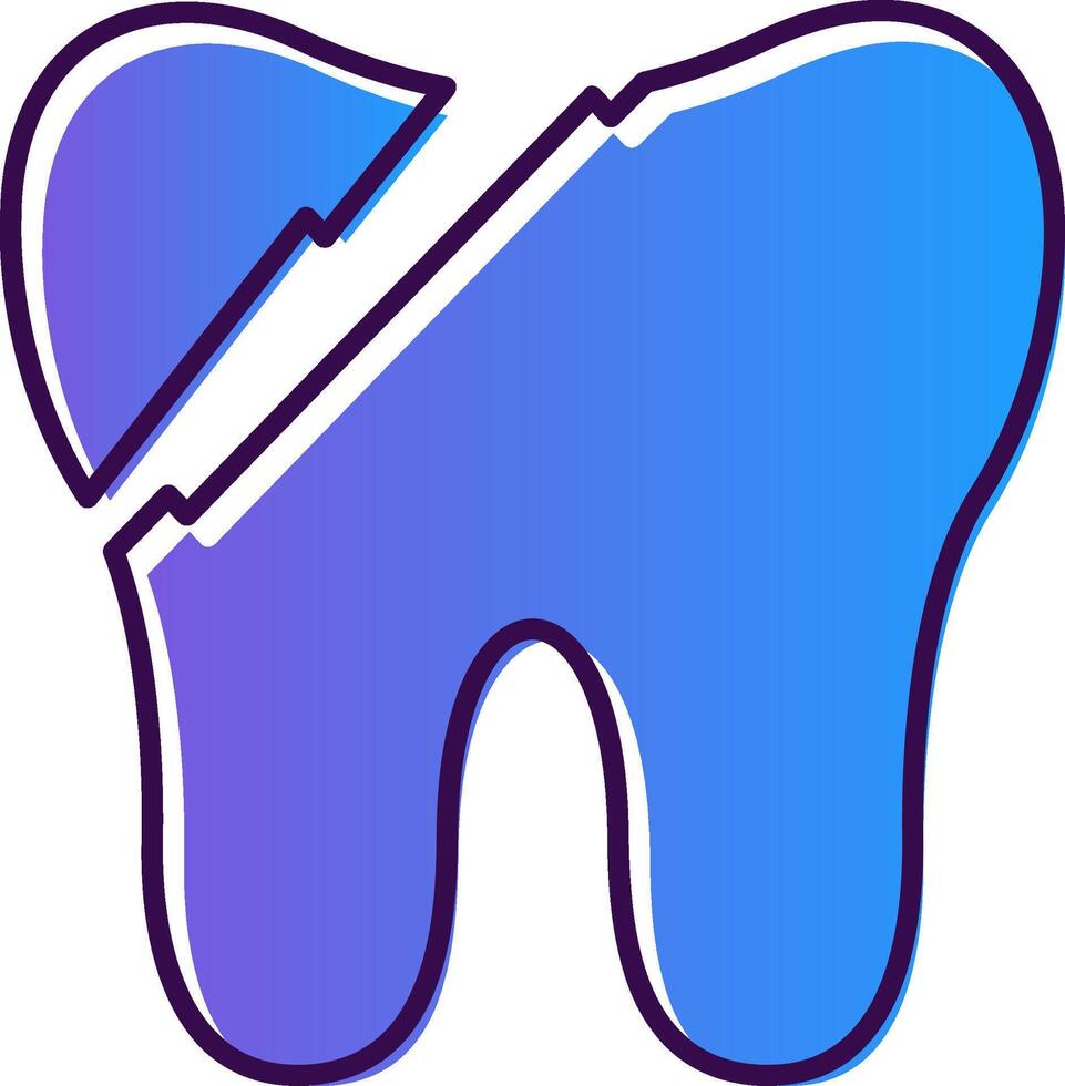 Broken Tooth Gradient Filled Icon vector