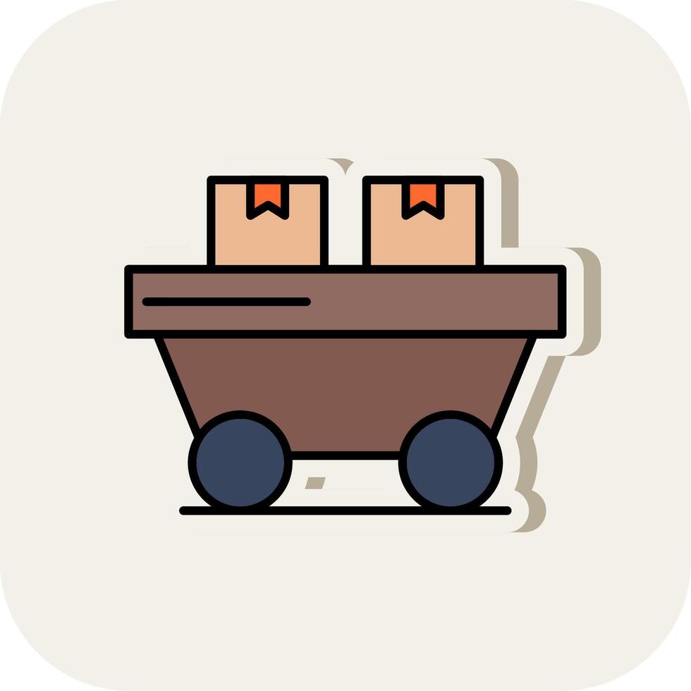 Trolley Line Filled White Shadow Icon vector