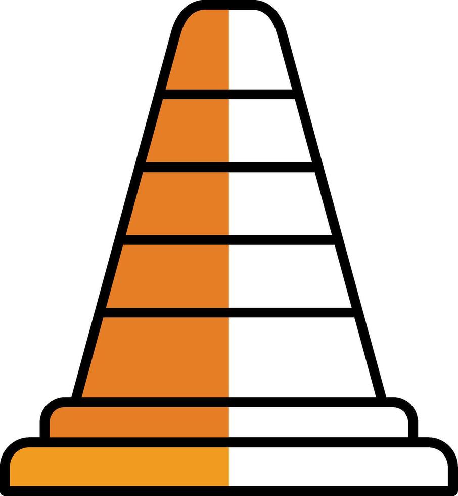 Traffic Cone Filled Half Cut Icon vector