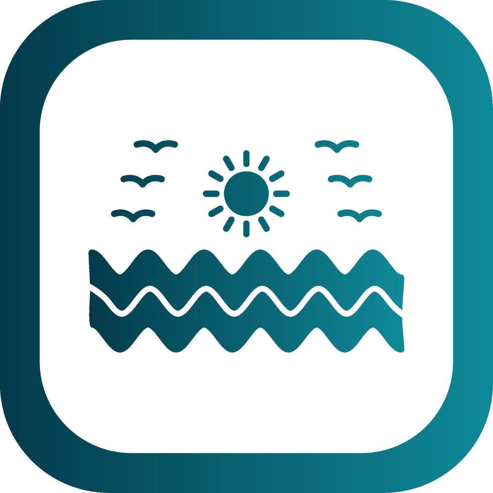 Sea Water Glyph Gradient Round Corner Icon vector
