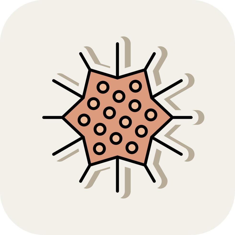 Sea Urchin Line Filled White Shadow Icon vector