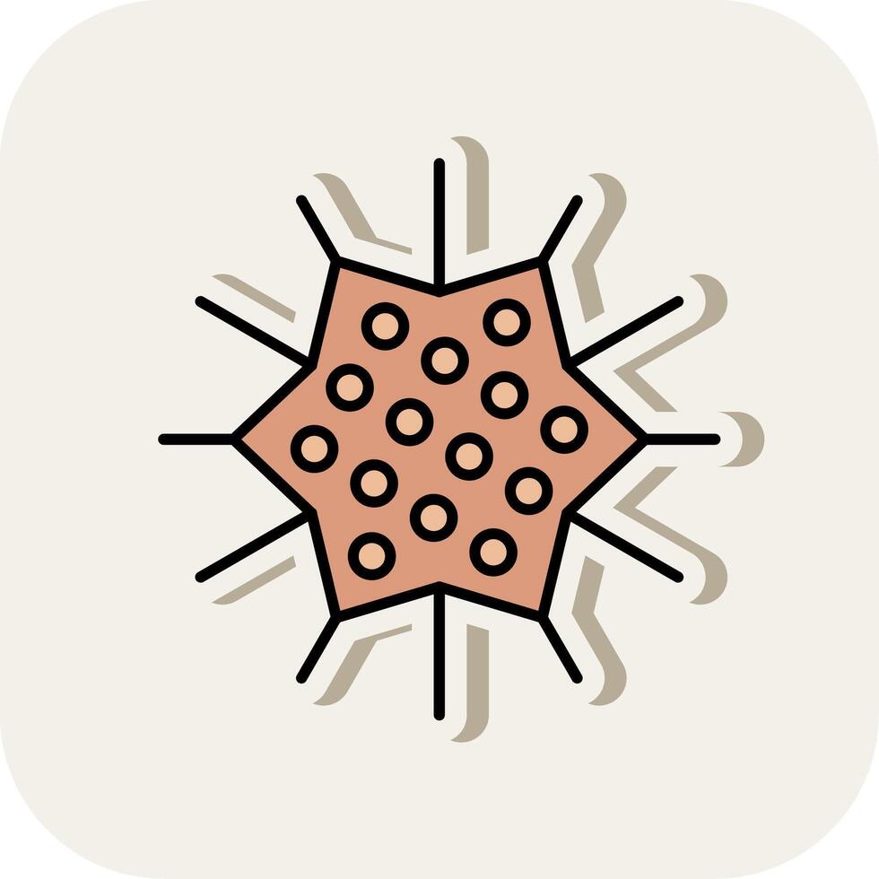 Sea Urchin Line Filled White Shadow Icon vector