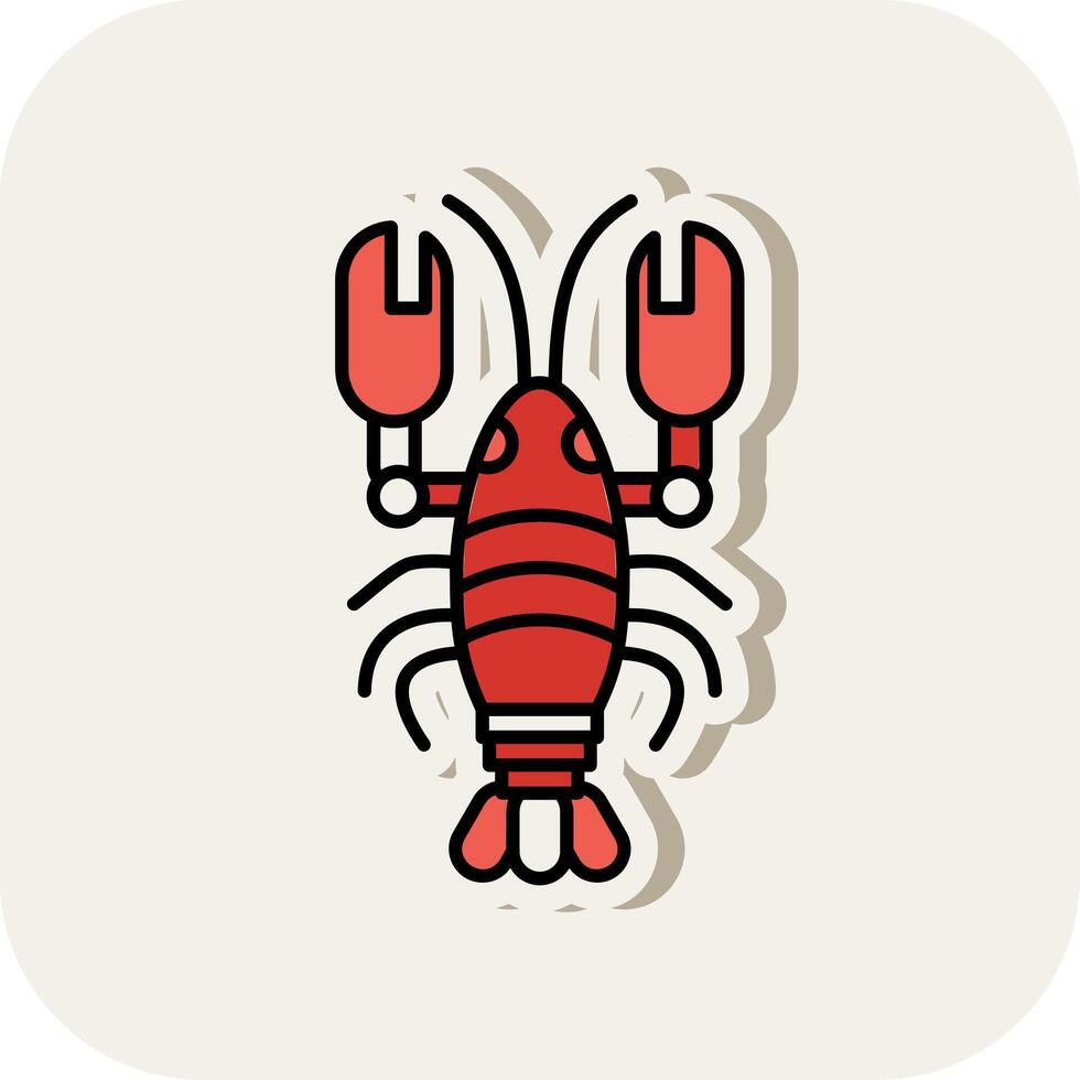 Lobster Line Filled White Shadow Icon vector