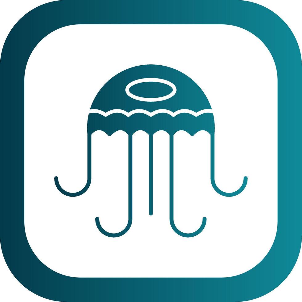 Jellyfish Glyph Gradient Round Corner Icon vector