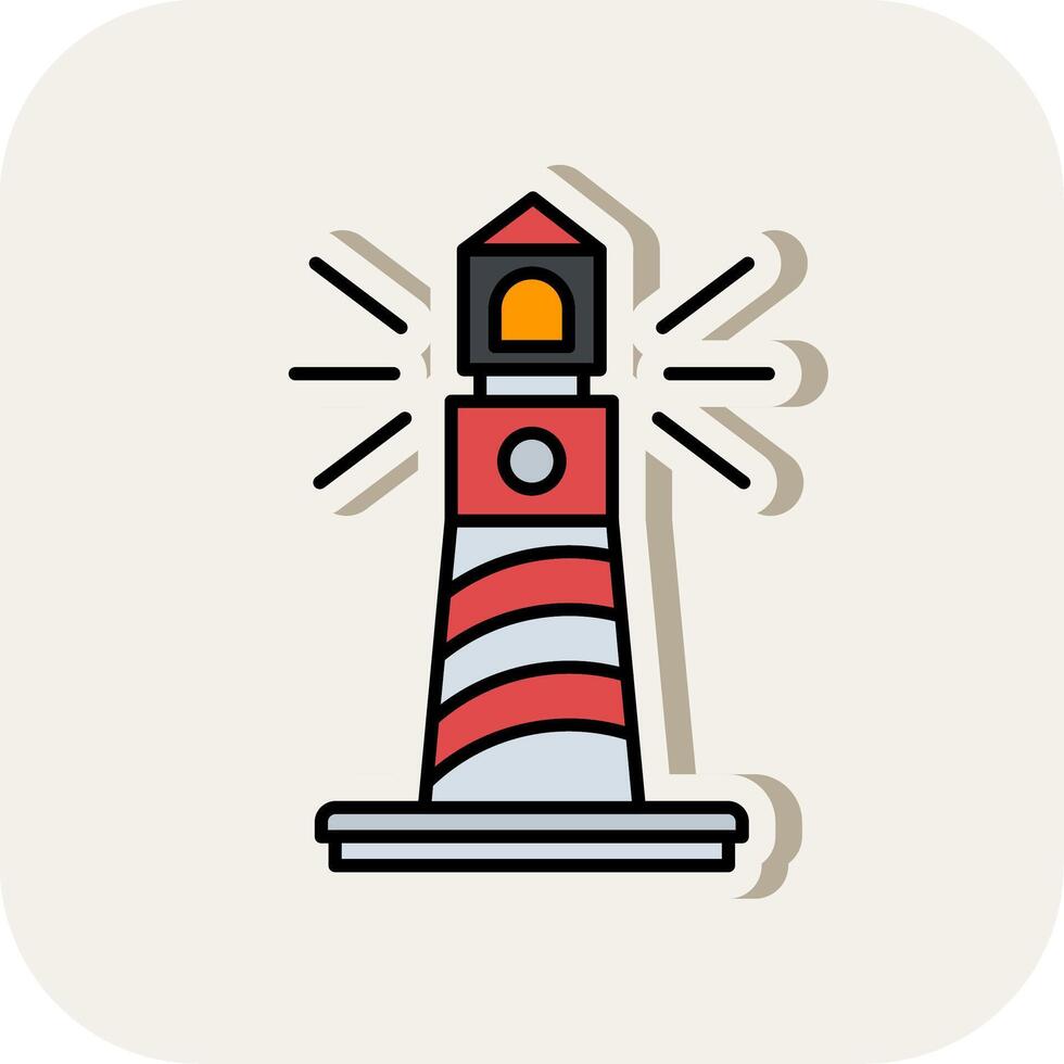 Lighthouse Line Filled White Shadow Icon vector