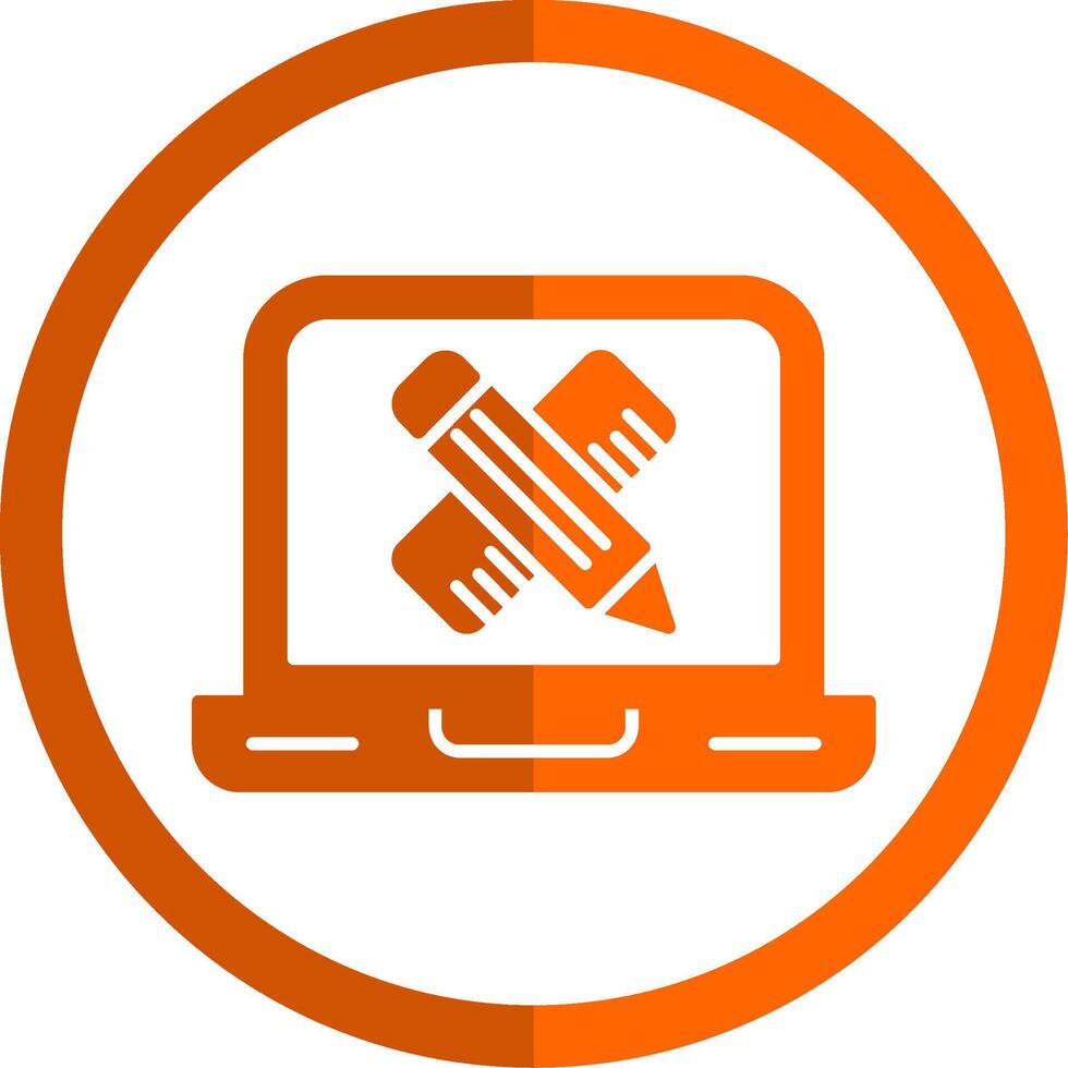 Laptop Glyph Orange Circle Icon vector