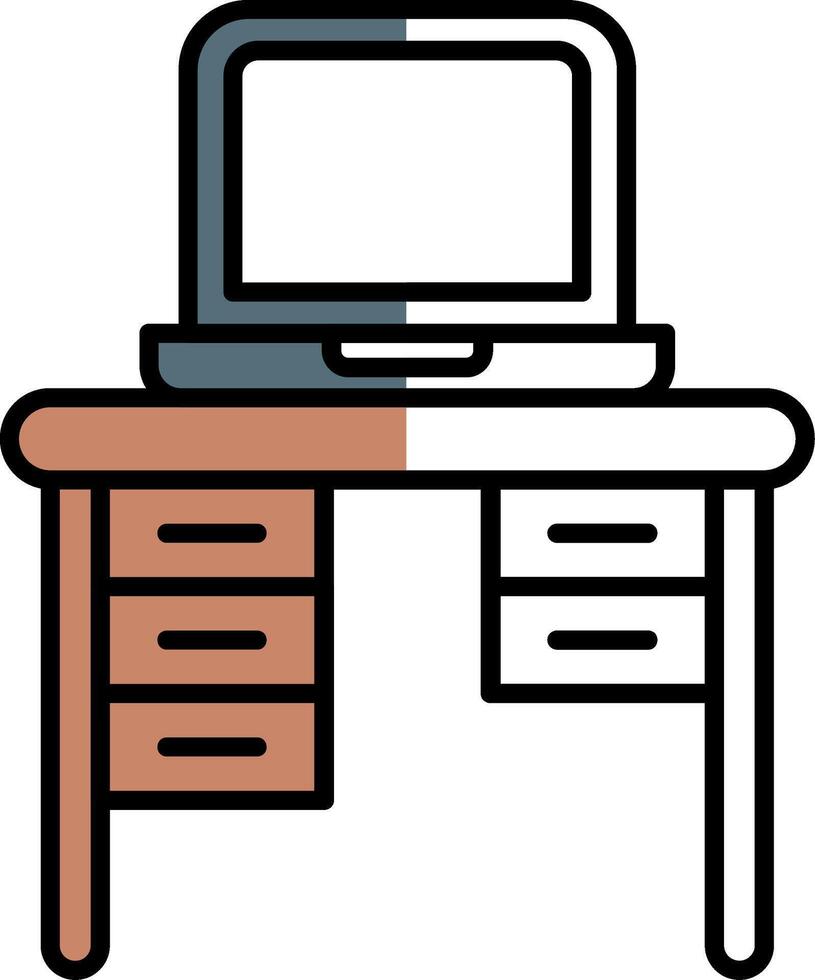 Office Desk Filled Half Cut Icon vector