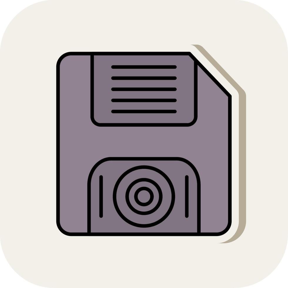 Floppy Disk Line Filled White Shadow Icon vector