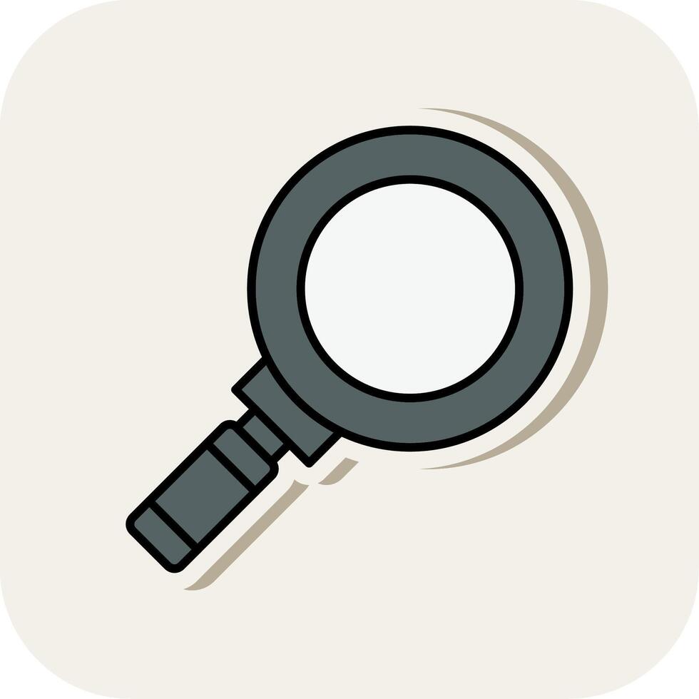 Magnifying Glass Line Filled White Shadow Icon vector
