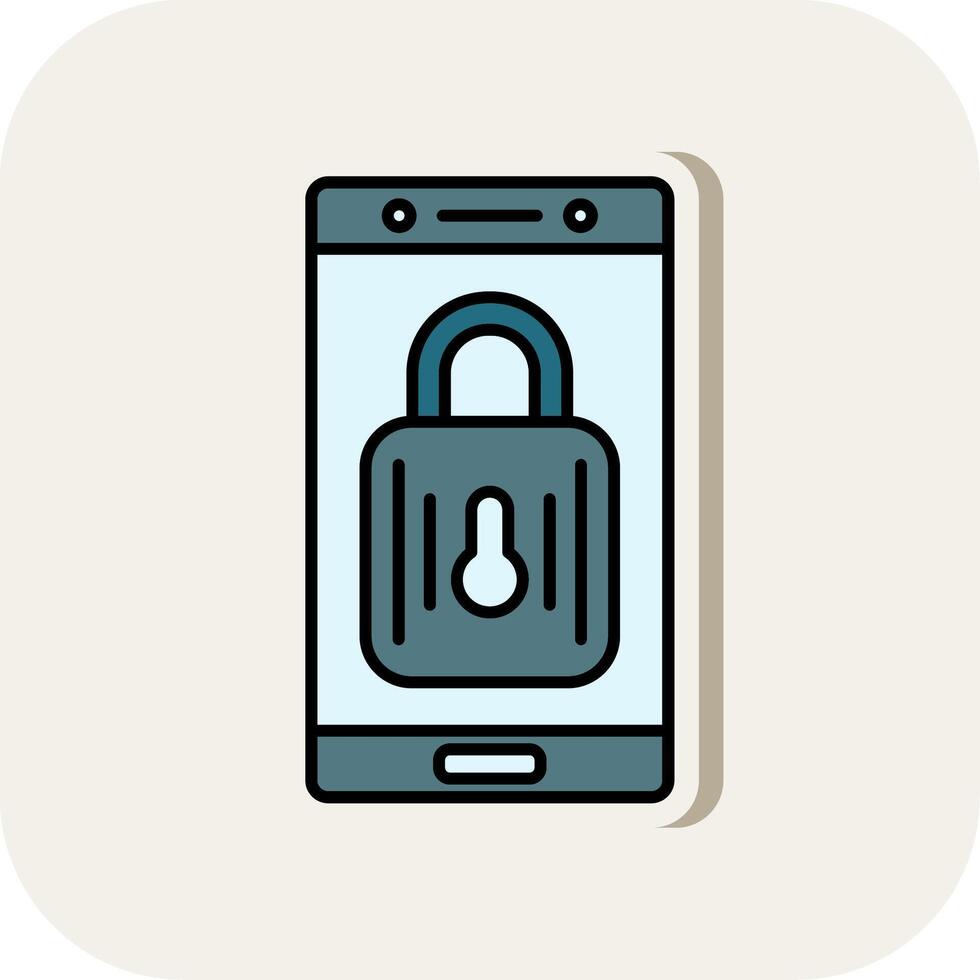Lock Line Filled White Shadow Icon vector