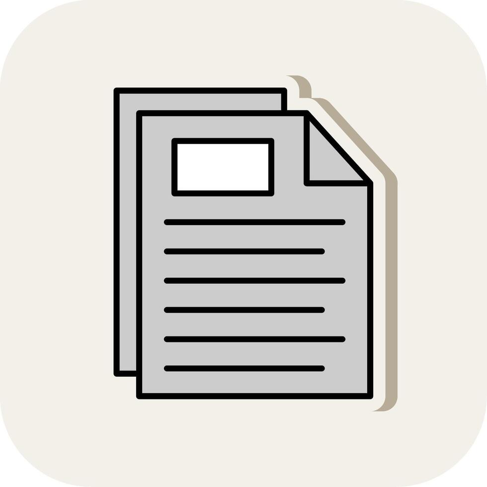 Document Line Filled White Shadow Icon vector