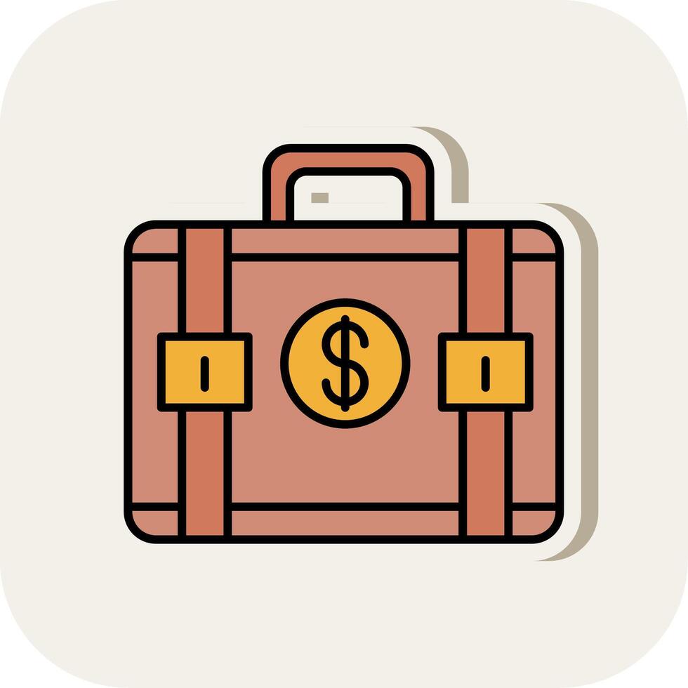 Suitcase Line Filled White Shadow Icon vector