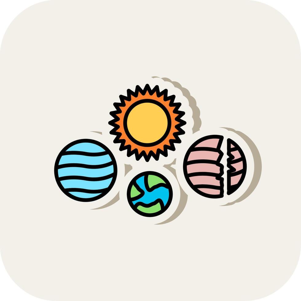 Solar System Line Filled White Shadow Icon vector