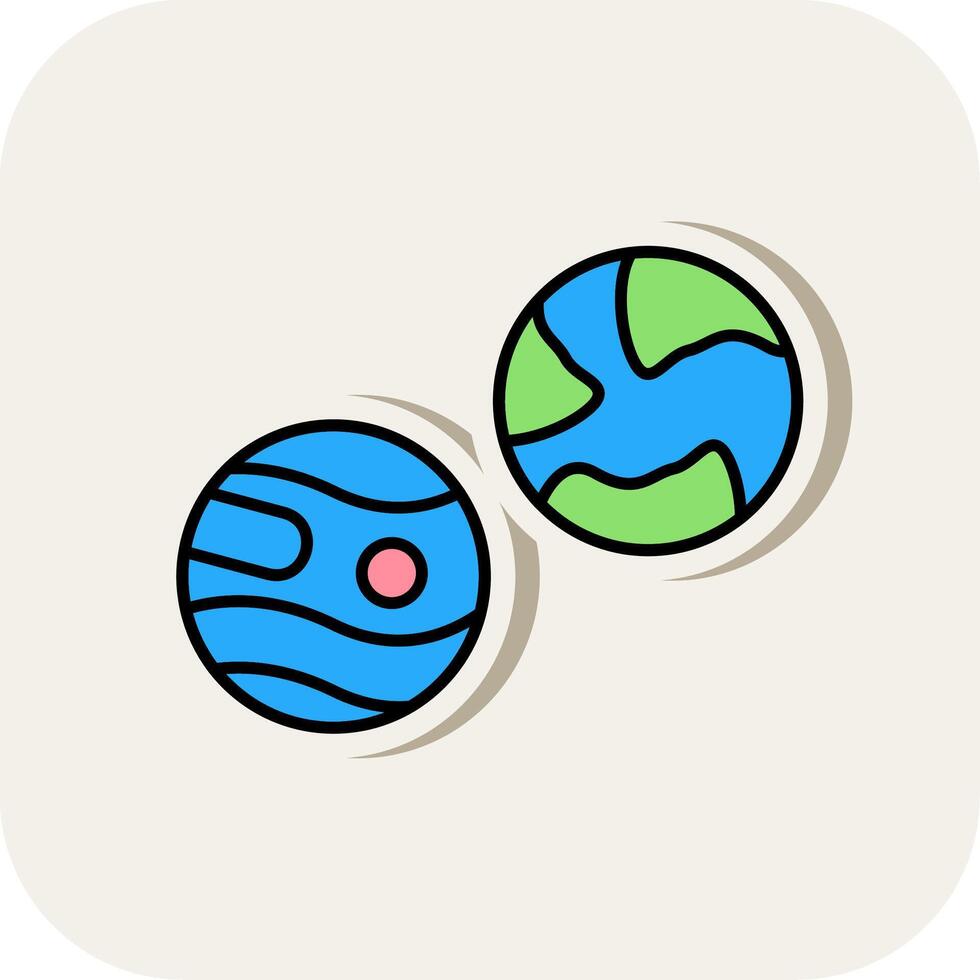 Planets Line Filled White Shadow Icon vector