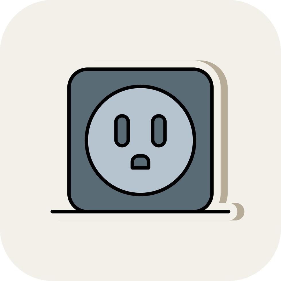 Power Socket Line Filled White Shadow Icon vector