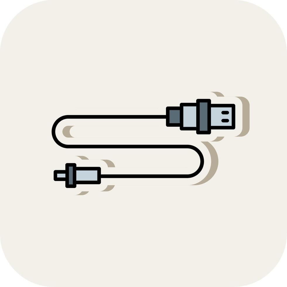 USB conector línea lleno blanco sombra icono vector