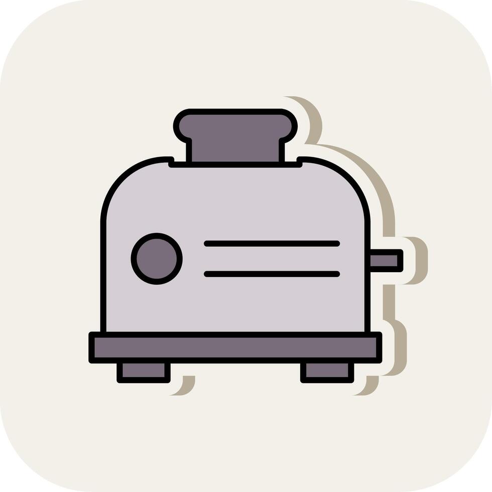 Toaster Line Filled White Shadow Icon vector