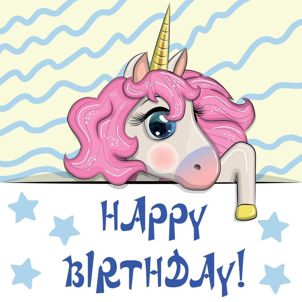 Happy birthday cards with animals. Cute hero with beautiful eyes vector