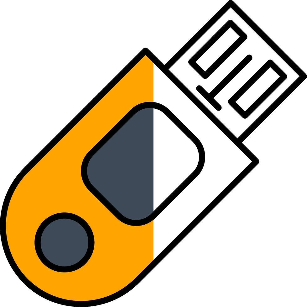 Pendrive Filled Half Cut Icon vector