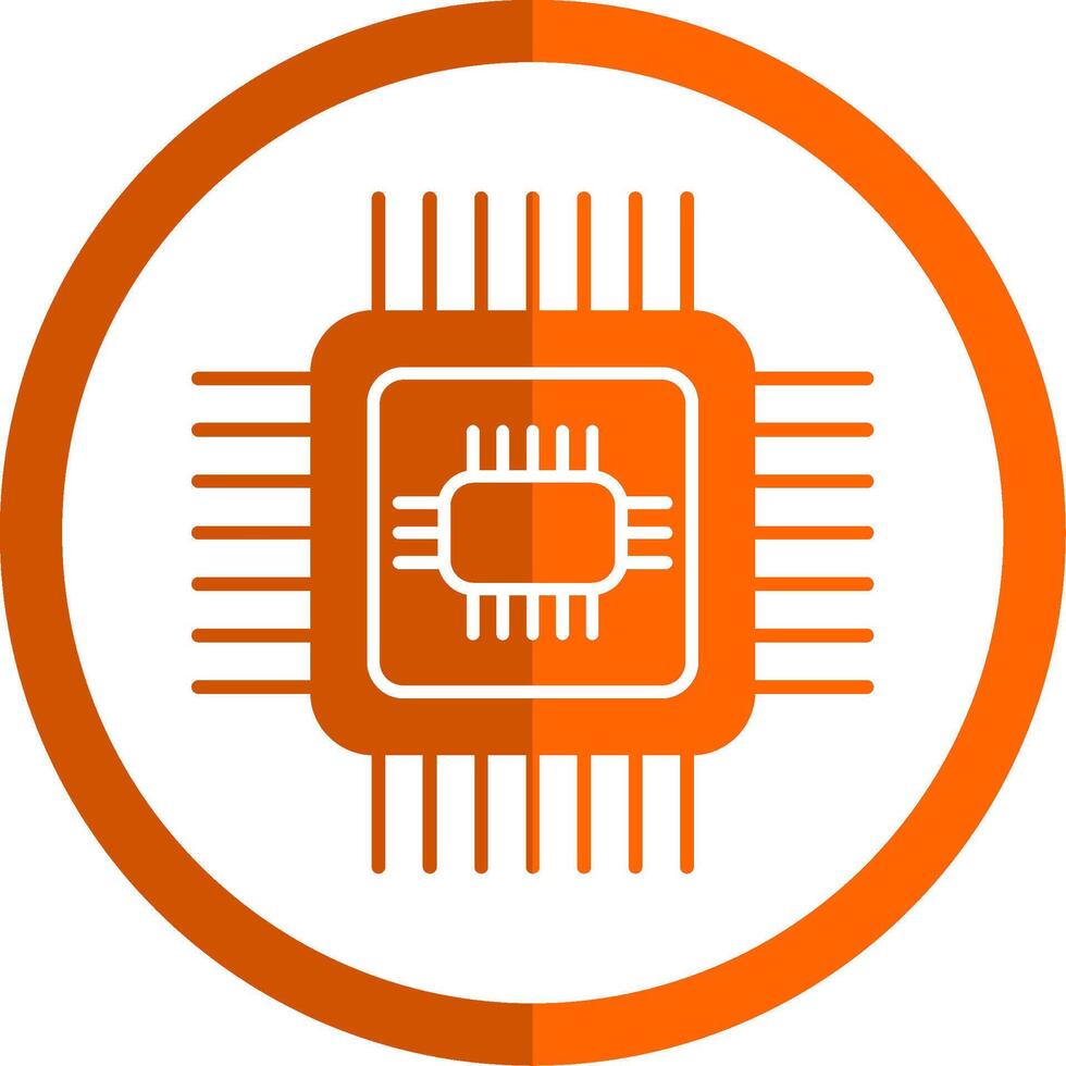 Cpu Glyph Orange Circle Icon vector