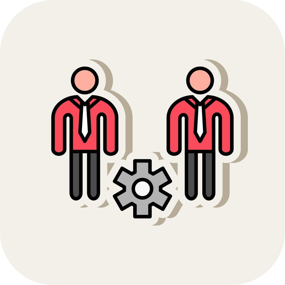 Business People Line Filled White Shadow Icon vector